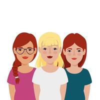 grupo de mujeres hermosas icono de personaje de avatar vector
