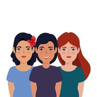 grupo de mujeres hermosas icono aislado vector