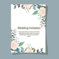 wedding invitation card with branches and flowers decoration vector