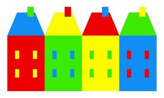 Colorful Village Street Flat Minimal Graphic vector