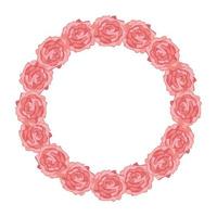 frame circular of roses isolated icon vector