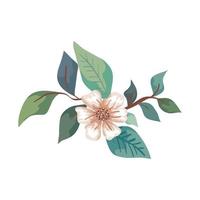 cute flower with branches and leafs natural vector