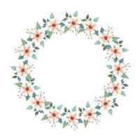 frame circular of flowers and leafs isolated icon vector