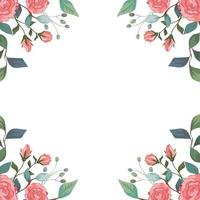 frame of roses with branches and leafs isolated icon vector