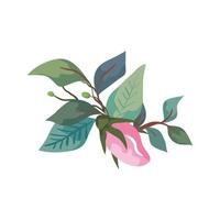 cute flower with branches and leafs natural vector