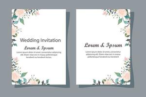 set of wedding invitation cards with flowers decoration vector