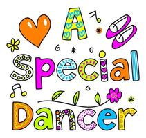 A Special Dancer Hand Drawn Doodle Text Title Lettering vector