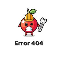 error 404 con la linda mascota cereza vector