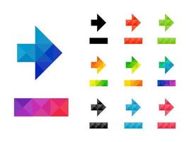 Set of colorful arrow right pointer icon with underline