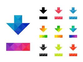 Set of colorful arrow down pointer or download icon