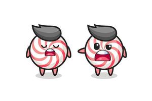 illustration of the argue between two cute candy characters vector