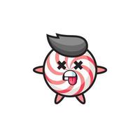 character of the cute candy with dead pose vector