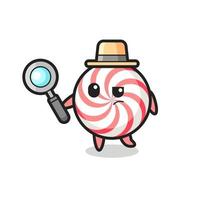 candy detective character is analyzing a case vector