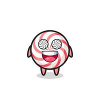 cute candy character with hypnotized eyes vector