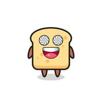 cute bread character with hypnotized eyes vector