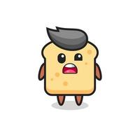 the shocked face of the cute bread mascot vector