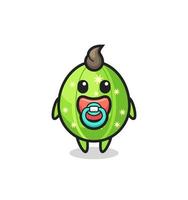 baby cactus cartoon character with pacifier vector