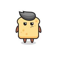 cute bread character with suspicious expression vector