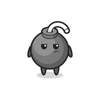 cute bomb character with suspicious expression vector