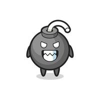 evil expression of the bomb cute mascot character vector