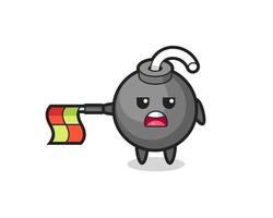 bomb character as line judge hold the flag straight horizontally vector