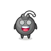 cute bomb character with hypnotized eyes vector