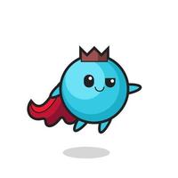 cute blueberry superhero character is flying vector