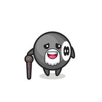 cute 8 ball billiard grandpa is holding a stick vector