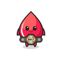 the MMA fighter blood drop mascot with a belt vector