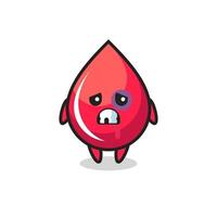 Personaje de gota de sangre herido con cara magullada vector