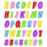 cartoon funny alphabet font with dot pattern various colors vector