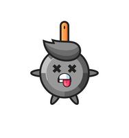 character of the cute frying pan with dead pose vector