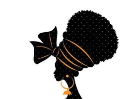 portrait beautiful African woman in tribal turban polka dots textile vector