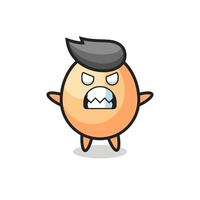 wrathful expression of the egg mascot character vector