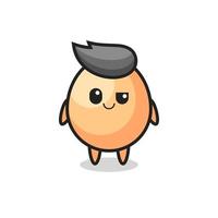 egg cartoon with an arrogant expression vector