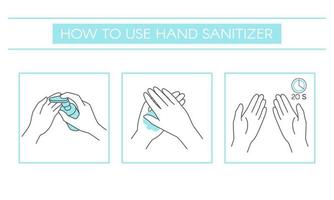 Steps how to use hand sanitizer.Vector elements on a white background. vector