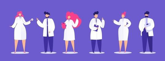 Medicine team concept with different doctors.Cartoon vector characters
