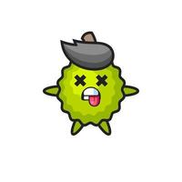 character of the cute durian with dead pose vector
