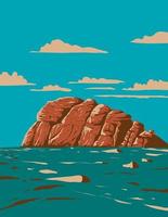 Haytor Rocks on Dartmoor National Park England UK Art Deco WPA Art vector