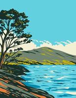 Inveruglas Isle Loch Lomond and Trossachs National Park Art Deco WPA vector