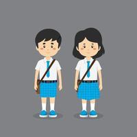 Cute Character Wearing School Uniform vector