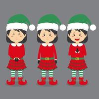 Character Wearing Elf Costume with Various Expression vector