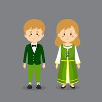 Couple Character Wearing Ireland National Dress vector