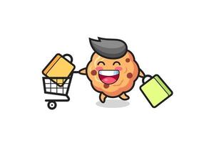 black Friday illustration with cute chocolate chip cookie mascot vector