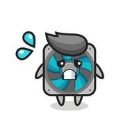 computer fan mascot character with afraid gesture vector