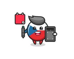 Illustration of czech flag badge mascot as a graphic designer vector