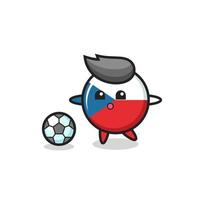 Illustration of czech flag badge cartoon is playing soccer vector