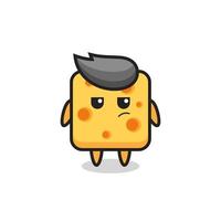 cute cheese character with suspicious expression vector