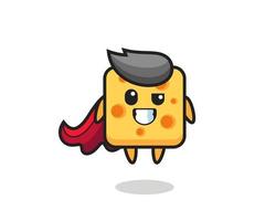 the cute cheese character as a flying superhero vector