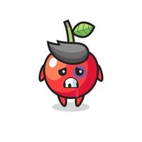 injured cherry character with a bruised face vector